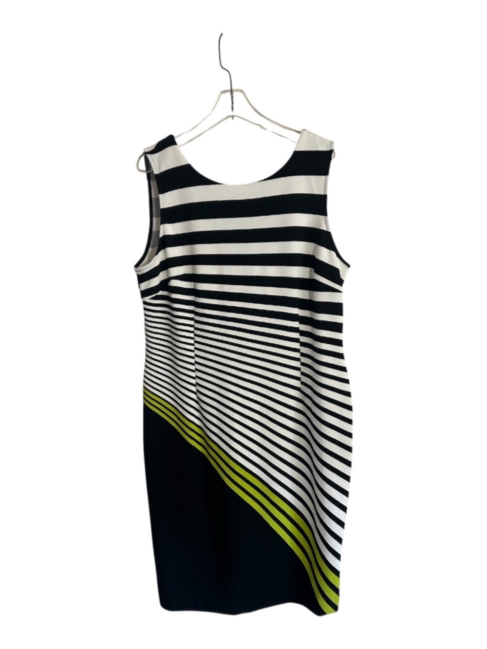 Maya Brooke Black,White with Green Striped Dress-size 18